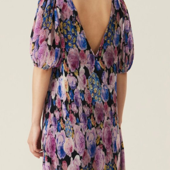 GANNI Pleated Georgette Midi Dress - multicolour - Picture 4 of 4